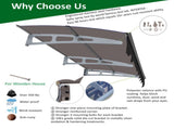 79" x 34" Window Awnings Door Entrance Canopy, Aluminum Alloy Bracket, 0.137 Inch Thick Crystal W2205P180075