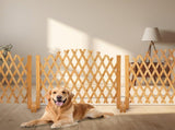 Set of 2 Retractable Arched Wooden Fences 205 x 33.5 x 80 cm Teak Finish Fir Wood 48778453