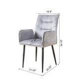 Modern Velvet Dining Chairs 2-Piece Set - Soft Cushioned Seats with Iron Frames in Mustard Light N842P284568E