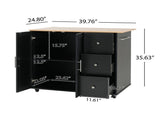 Mobile Kitchen Cart with Storage, 39.76'' Rolling Kitchen Island with 2 Doors, 3 Drawers & N779P373196B