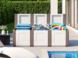 80 Gallon Extra Large Outdoor Deck Box Waterproof PP Storage Box with Lockable Lid-Beige 71337530