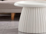 Round Fluted Mushroom Side, MgO Matte White Accent End, Indoor & Outdoor Decorative Side W5351P486732
