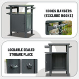 ZNTS Grill Carts Outdoor with Storage and Wheels, Whole Metal Portable Table and Storage Cabinet for W1859P170278