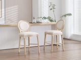 French Country 30'' Height Bar Chairs Set of 2, Upholstered Chairs with Round Back, Wire drawing and W3426P324576