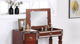 Traditional Formal Cherry Color Vanity Set w Stool Storage Drawers 1pc Bedroom Furniture Set Tufted B011111846