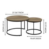 ZNTS Nesting Coffee Table Set of 2, 27.6inch Round Coffee Table Industrial Wood Finish with Sturdy Metal 47776106