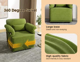 360 Degree Square Swivel Accent Sofa Chair,Fluffy Fabric Lounge Wide Upholstered Reading Chair with W2012P319075