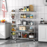 ZNTS 5 Tier 6000lbs Heavy Duty Adjustable Storage Rack Metal Shelf Wire Shelving Unit with Wheels & Shelf W155083057