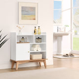 Colorblocking Storage Cabinet with Solid Wood Base & feet, Floor Cabinet for Bedroom Living Room W1801P195703