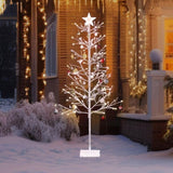 6ft With Stars On The Top, Snowy Fir Shape, Plastic Material, 132 Lights, Warm White Two-Color 8 24653719