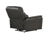 Dark Brown Power Recliner Chair Luxurious Top Grain Leather Charging Ports Living Room Furniture 1pc B011P501153