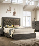 ZNTS Contemporary 1pc Queen Size Bed Bedroom Furniture Upholstered Headboard Rubberwood 1pc Bedframe Gray B011P236803