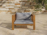Outdoor Acacia Wood Club Chair with Modern Square Arms, Patio Chair with Thick Cushion, Adjustable N704P448452E