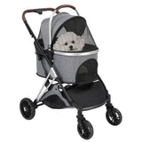 ZNTS Pet Stroller 3 in 1, Folding Lightweight Dog Stroller with Detachable Carrier & Storage Basket, 4 99473403