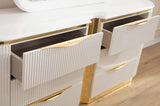 Gold Detailed 6-Drawer Dresser made with Wood in White B00955980