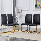 Luxury Simple Arch Chair - Set of 4 BLACK PU Material High Resilience Dining Chair with Arched Metal W1151P154872