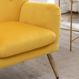 Sovarol Velvet Button-Tufted Wing Back Accent Chair, Yellow T2574P164253