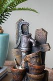 7.7x3.9x13.6" Brown and Gray Water Fountain with Antique Water Pump Design and LED Light W2078138943