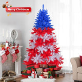 6 FT Patriotic Artificial Christmas Tree, Hinged Tree 4th of July Patriotic Decorations with 900 92099137