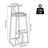 Bar Stools Kitchen Island Bar Chairs Set of 3 Metal Counter Barstools with Backrest for Dining Pub W1757P265183