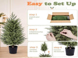 Set of 2 3ft Two-Tone Green PE Potted Trees with Round Black Pots, 250 Branch Tips Each, Artificial 26409058
