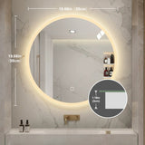 Round LED bathroom mirror with light wall-mounted makeup mirror with adjustable color temperature W2071P313051