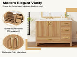 36" Wood Bathroom Vanity with Solid Wood Frame, 2 Soft Close Doors, 4Soft Close Drawers, Adjustable N729P321351N