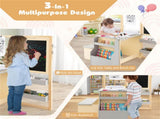 Kids Multifunctional Art Center with Double-Sided Easel, Wooden Art Table Bench Set for 3 Years, 92137640
