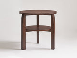 Solid Rubberwood Round End Table with 2-Tier Storage Shelf, Small Accent Side Table and Nightstand 73742081