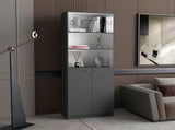 Matt Gray and White 2-Door Bookcase B062P175162