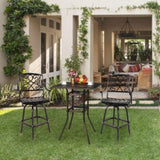 Patio Bar Height Table, All-Weather Cast Aluminium Square Bar Bistro Table with 2" Umbrella Hole, 72740322