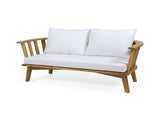 Outdoor Wooden Loveseat with Cushions - White/Teak - 55.50" W x 27.00" D x 25.50" H 70334.00WHI