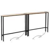 2 Pack 39.4" Narrow Console Sofa Table with Power Outlets and USB Ports, Long 75432596