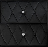 1pc Faux Marble Top Nightstand 2- Drawers Storage Gray Finish Button Tufted Faux Crystal Tufted B011P265734