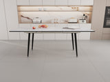 47"-63" extendable MDF modern table and chair set, suitable for 2-6 people, elegant white 22987108