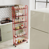 Red 6-Tier Rolling Cart Gap Kitchen Slim Slide Out Storage Tower Rack with Wheels,6 W2167P195981