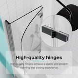 34" W x 58" H Frameless Folding Pivot Bathtub Door, 1/4" Thick SGCC Clear Tempered Glass Door, W1552P173132