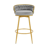 Swivel Counter Height Bar Stools Set of 2,31.5"Bar Height Stools with Hand-Woven Backrest & Gold N762P216979E