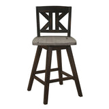 Counter Height Chairs Set of 2, Black Gray 360-degree Swivel Chair Solid Rubberwood Kitchen Dining B011P194599