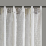 2pk Poly Printed Curtain Panel with Tufted Stripe White/Taupe 2-PK 50x95" B035P268154