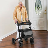 308lbs Foldable Rolling Walker 9" All-Terrain Tires, 7-Level Height , Wide Seat, 72452808