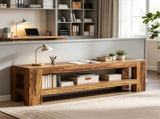 Farmhouse 59 Inch Entryway Bench, Indoor Shoe Storage Console and End of Bed Table 34125090