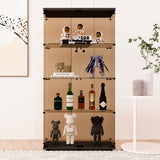 ZNTS Two-door Tawny Glass Display Cabinet 4 Shelves with Door, Floor Standing Curio Bookshelf for Living 88809623