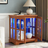 LED Curio Display Cabinet,Antique Display Cabinet with Adjustable Shelves,Retro Design Quality W2275P292660
