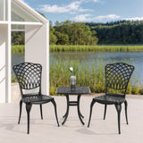 Bistro Set 3 Piece Rustproof Cast Aluminum Patio Furniture Sets 2 Chairs and 1 Round Table Outdoor, W640P251292