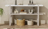 TREXM Retro Elegant Console Table with Marble-Effect Top and Versatile Storage Solutions for N715P196906E