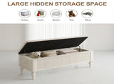 50.8-inch Multi-Functional Ottoman Bench-Solid Rubberwood Bed End Bench with Linen Seat, 31692215