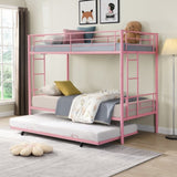 ZNTS METAL Bunk Bed with trundle Pink W311P256413