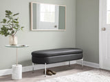 Contemporary Bench in Chrome Metal and Black Faux Leather B202P223833