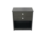 40 x 30 x 60cm Round Handle Night Stand with Two Drawer Black 60016126